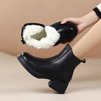 Damen Modische Winterstiefeletten mit kuscheligem Innenfutter und robustem Blockabsatz R&B