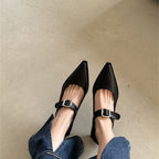 Damen elegante Riemchen-Pumps mit schickem Blockabsatz und spitzer Zehenpartie R&B