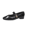 Damen Elegante Flachschuhe mit verstellbarem Riemen und glänzender Oberflächenstruktur R&B