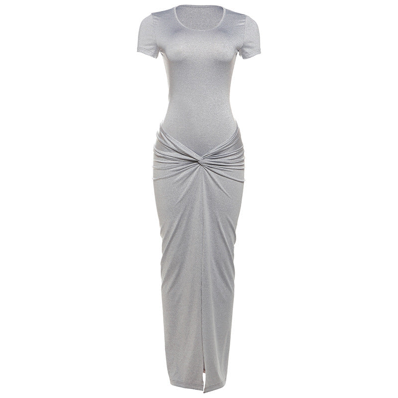 Damen Maxi Kleid mit elegantem Wickeldesign und stilvollen Raffungselementen R&B