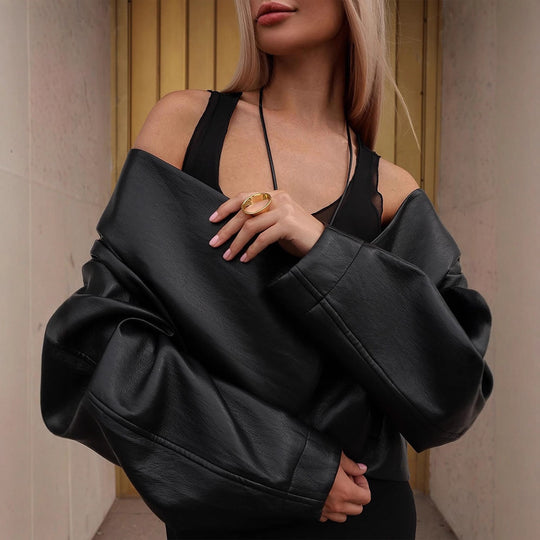 Damen moderne cropped Jacke mit oversized Schnitt R&B