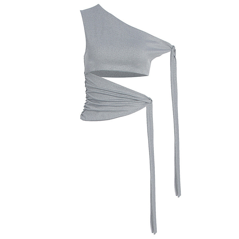 Damen asymmetrisches Wickel-Top mit schmeichelndem Drapierungseffekt R&B