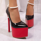 Damen Plateau Stiletto-Pumps mit feinem Perlenschmuck R&B