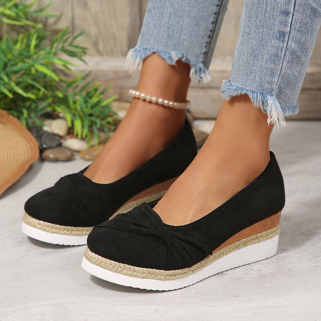 Damen Wedge-Pantoletten mit dekorativem Knoten R&B