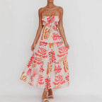 Damen Maxikleid mit verspieltem Cut-Out-Design und dekorativem Kordelzug R&B