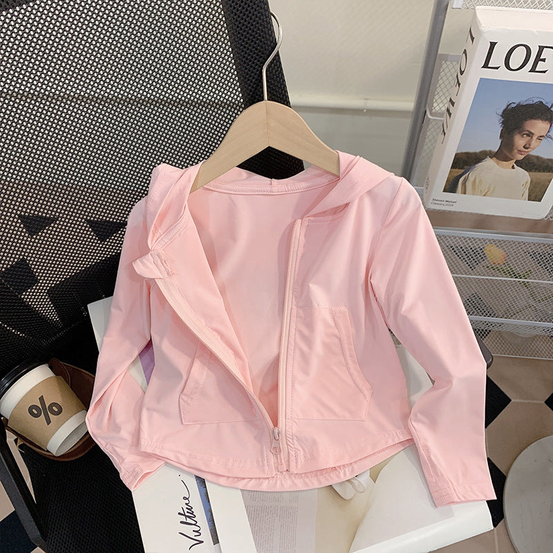 Mädchen Nan leichte atmungsaktive Kapuzenwindjacke mit vorderen Pattentaschen R&B