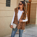 Damen Fleece-Weste mit animalistischem Muster R&B