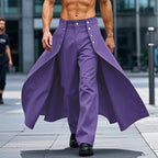 Damen nan taillenhoher ausgestellter Midi-Wickelrock mit innerer Culotte und Zierknopfleiste R&B