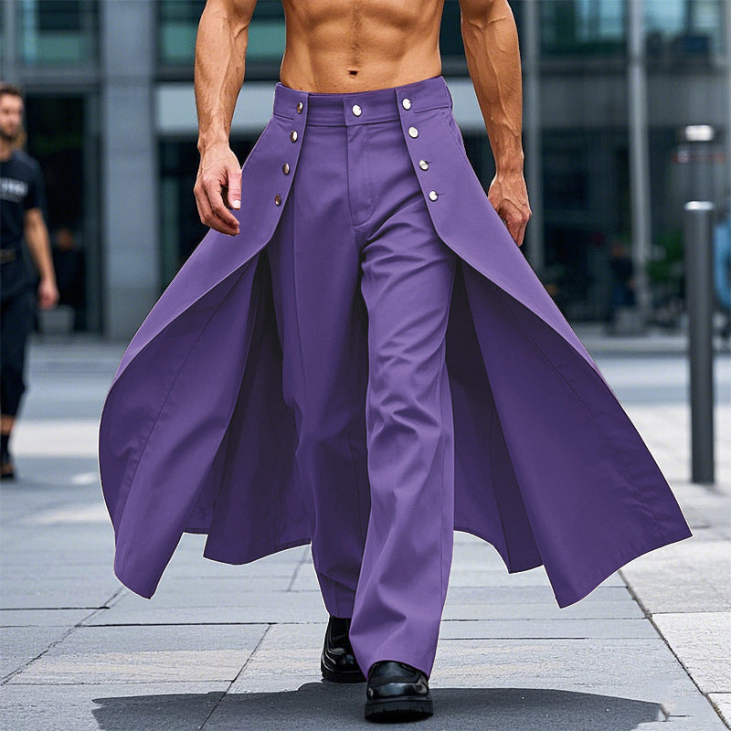 Damen nan taillenhoher ausgestellter Midi-Wickelrock mit innerer Culotte und Zierknopfleiste R&B