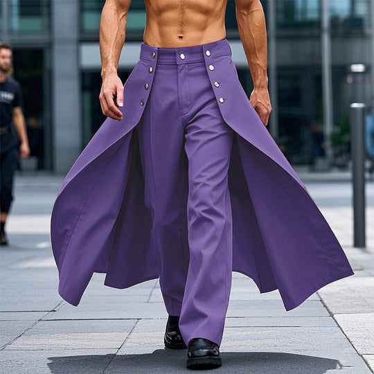 Damen nan taillenhoher ausgestellter Midi-Wickelrock mit innerer Culotte und Zierknopfleiste R&B
