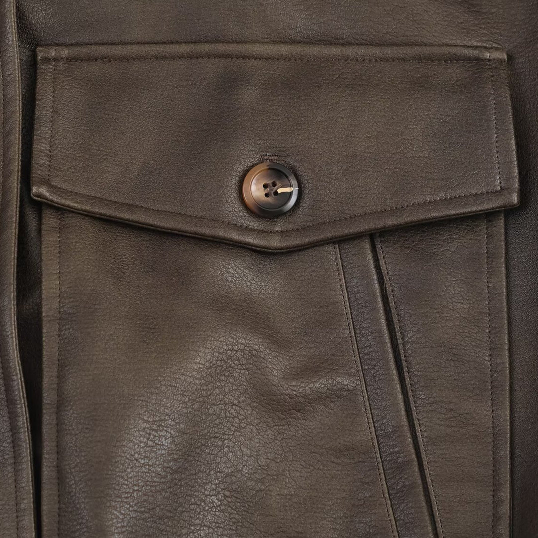 Damen Kunstlederjacke mit abnehmbarer Kunstfellkragen und praktischen Taschen R&B