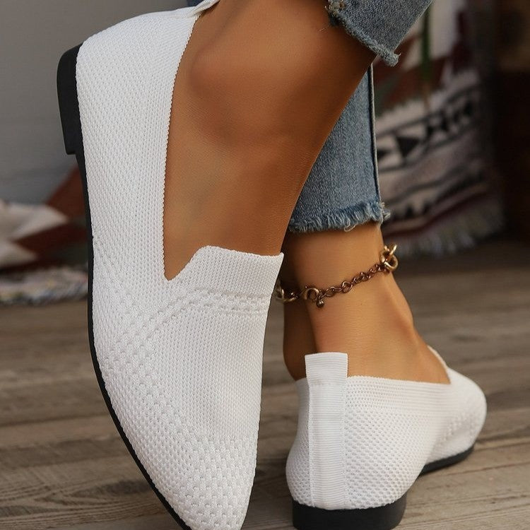 Damen bequeme Slipper mit atmungsaktivem Strickdesign R&B