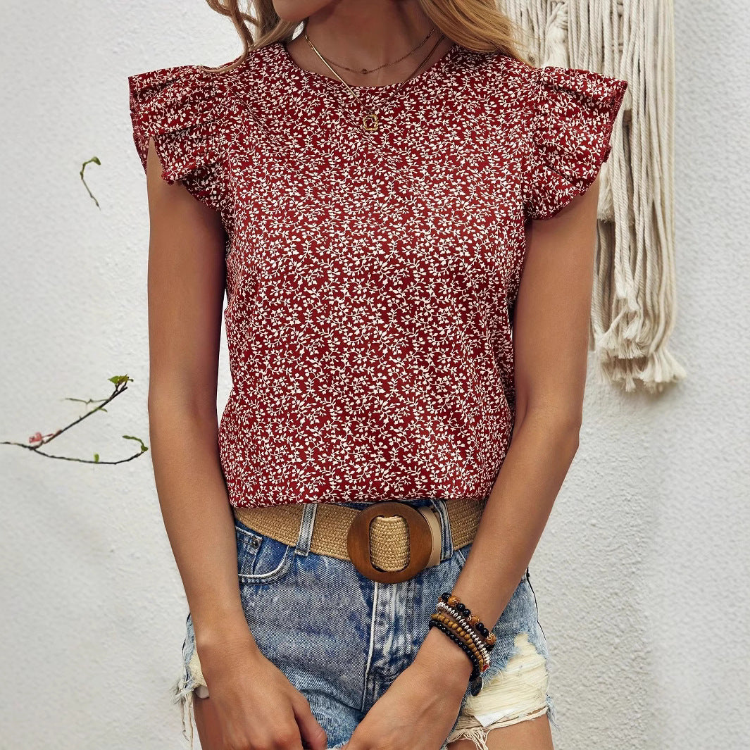 Damen Trendiges Blusenshirt mit Rüschendetails und floralem Muster R&B