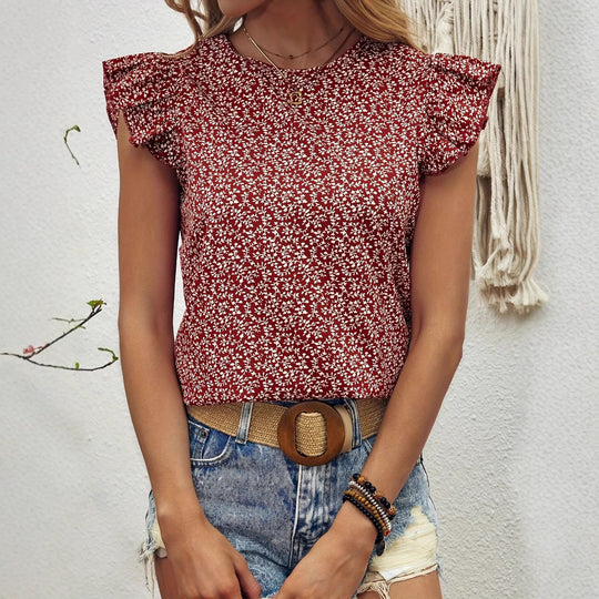 Damen Trendiges Blusenshirt mit Rüschendetails und floralem Muster R&B