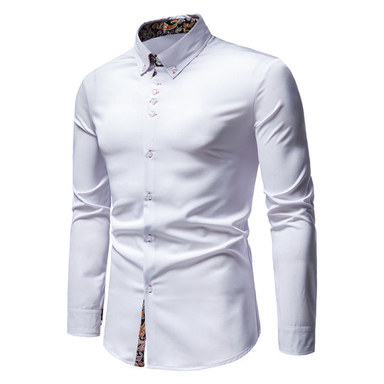Herren elegantes Langarmhemd mit auffälligem Paisley-Muster R&B