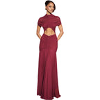Damen Elegantes Maxi-Kleid mit Cut-Out und Raffungen R&B