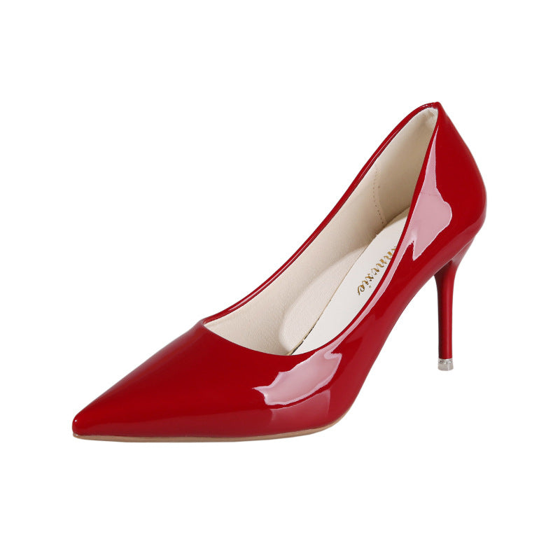 Damen elegante spitze Stiletto-Pumps mit hochglänzendem Finish R&B