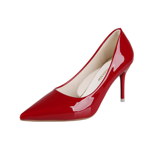 Damen elegante spitze Stiletto-Pumps mit hochglänzendem Finish R&B