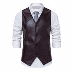 Herren elegante Kunstlederweste