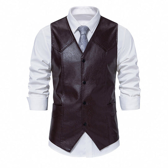 Herren elegante Kunstlederweste R&B