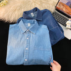 Herren Denim Longsleeve Hemd mit klassischem Button-Down-Kragen R&B