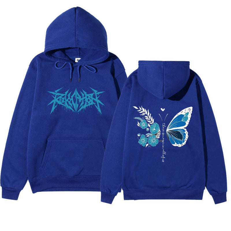 Damen Kapuzenpullover mit einzigartigem Schmetterlings- und Blumenmotiv R&B