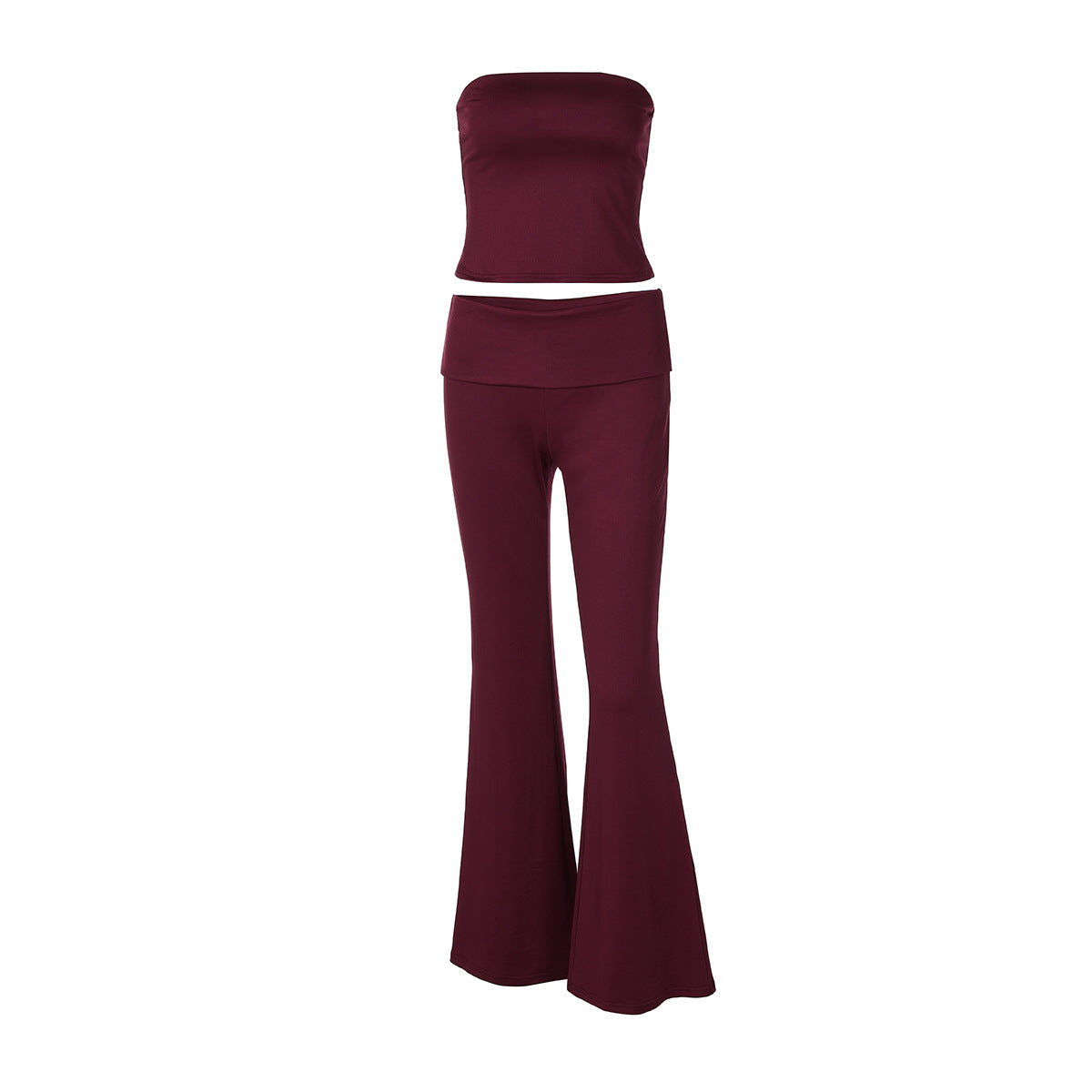 Damen Hochwertiges, figurbetontes Oberteil und Flared Hose Set R&B
