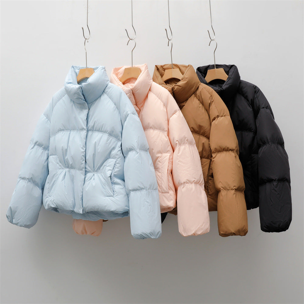 Damen modische gesteppte Kurzjacke mit hohem Kragen und praktischen Taschen R&B
