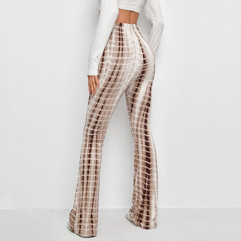 Damen Flared Leggings mit modischem Batik-Design R&B