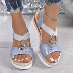 Damen Komfortable Plateau-Sandalen mit modischem Schmuckdetail R&B