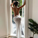 Damen Elegantes Strandkleid mit transparenten Einsätzen und schmalem Schnitt R&B