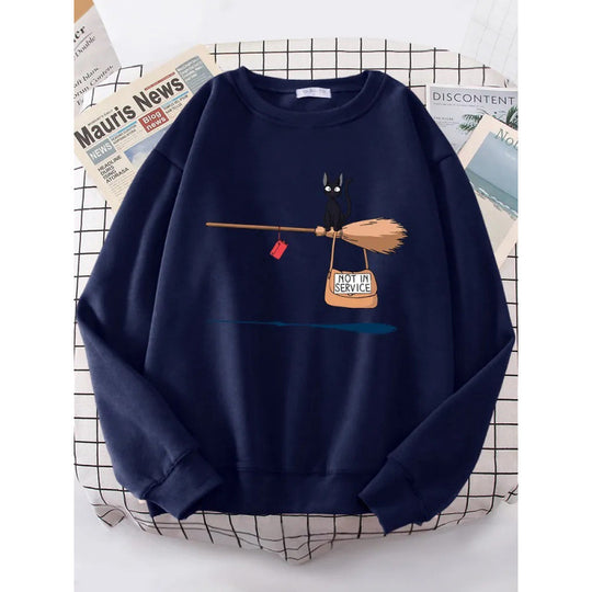 Damen Sweatshirt mit kreativem Katzenmotiv R&B