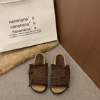 Damen Bequeme Slipper mit fransigem Design und weichem Fußbett R&B