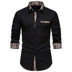 Herren klassisches Langarmhemd mit modernem Paisley-Muster R&B