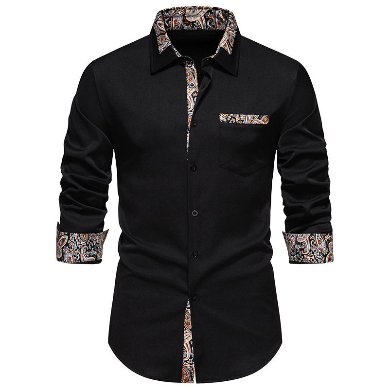 Herren klassisches Langarmhemd mit modernem Paisley-Muster R&B