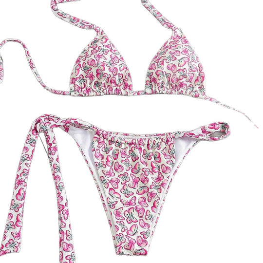 Damen Floral Triangel-Bikini mit seitlichen Bindebändern R&B