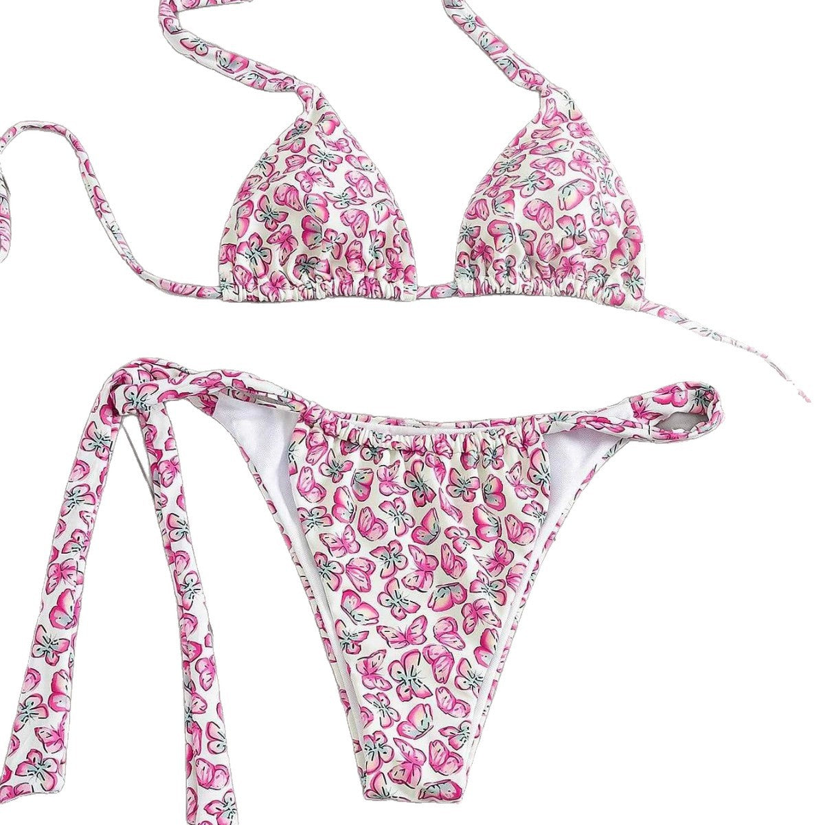 Damen Floral Triangel-Bikini mit seitlichen BindR&Bändern R&B