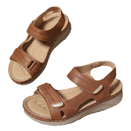Damen Bequeme Riemchen-Sandalen mit ergonomischem Fußbett und verstellbaren Klettverschlüssen R&B