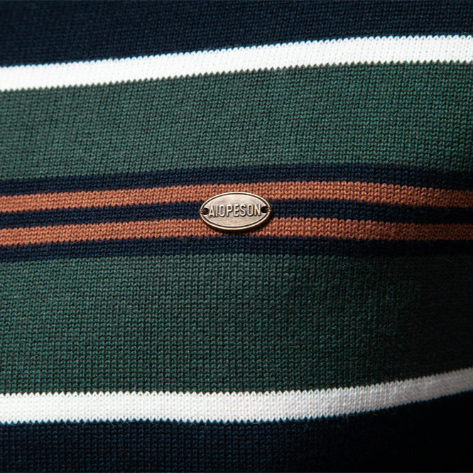 Herren Strickpullover mit halbem Reißverschluss und modischen Streifen