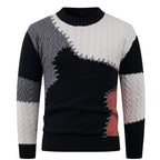 Herren Modischer Strickpullover mit kreativem Patchwork-Design R&B