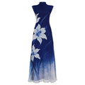Damen Maxikleid mit floralem Design und elegantem Stehkragen R&B