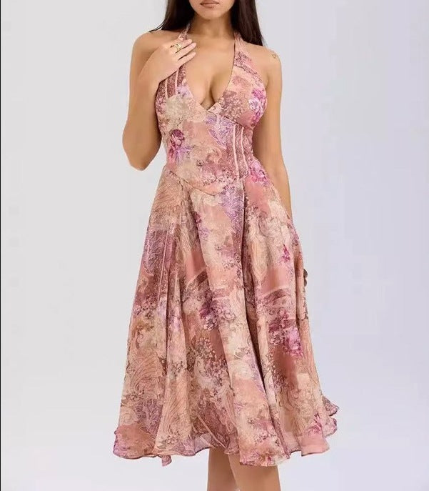 Damen Maxikleid mit eleganter Taillierung und floralem Muster R&B