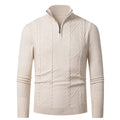Herren Strickpullover mit Stehkragen und Zopfmuster R&B