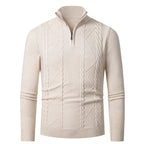 Herren Strickpullover mit Stehkragen und Zopfmuster R&B