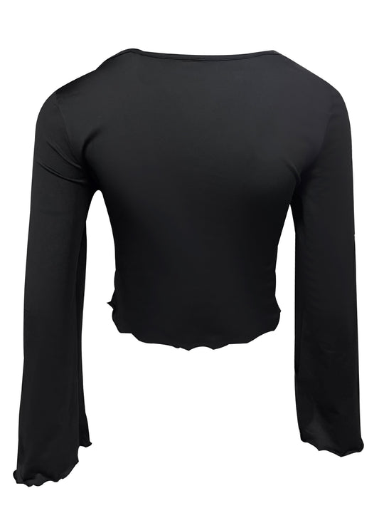Damen Figurbetonter Longsleeve mit raffinierter Raffung R&B