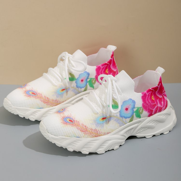 Damen modische Sneakers mit floralem Design und atmungsaktiver Textiloberfläche R&B