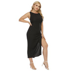 Damen Maxikleid mit seitlichem Schlitz und eleganter Rippstruktur R&B