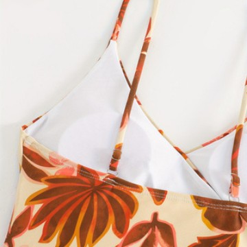 Damen Eleganter Blumenmuster Einteiler Badeanzug R&B