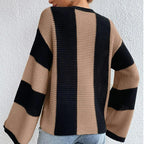 Damen Strickpullover mit strukturiertem Wabenmuster und weiten Ärmeln R&B