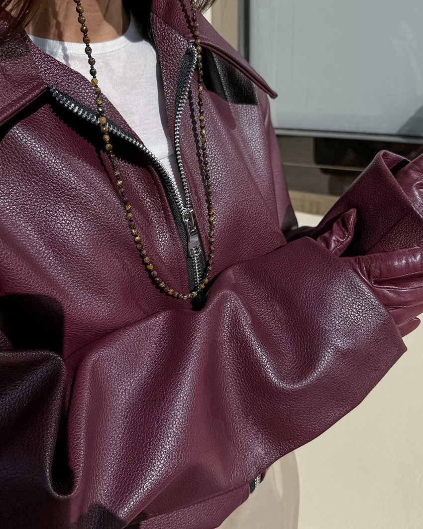 R&B | Lift Matte Cropped Pu-Leder Bikerjacke